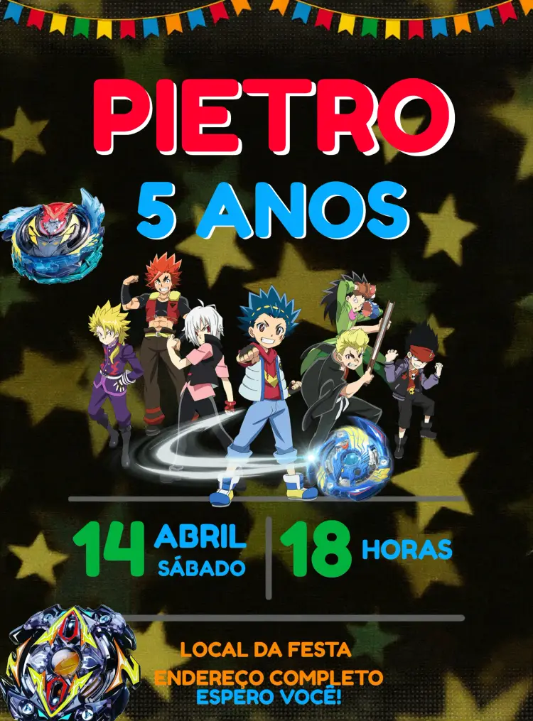 Convite Beyblade Infantil