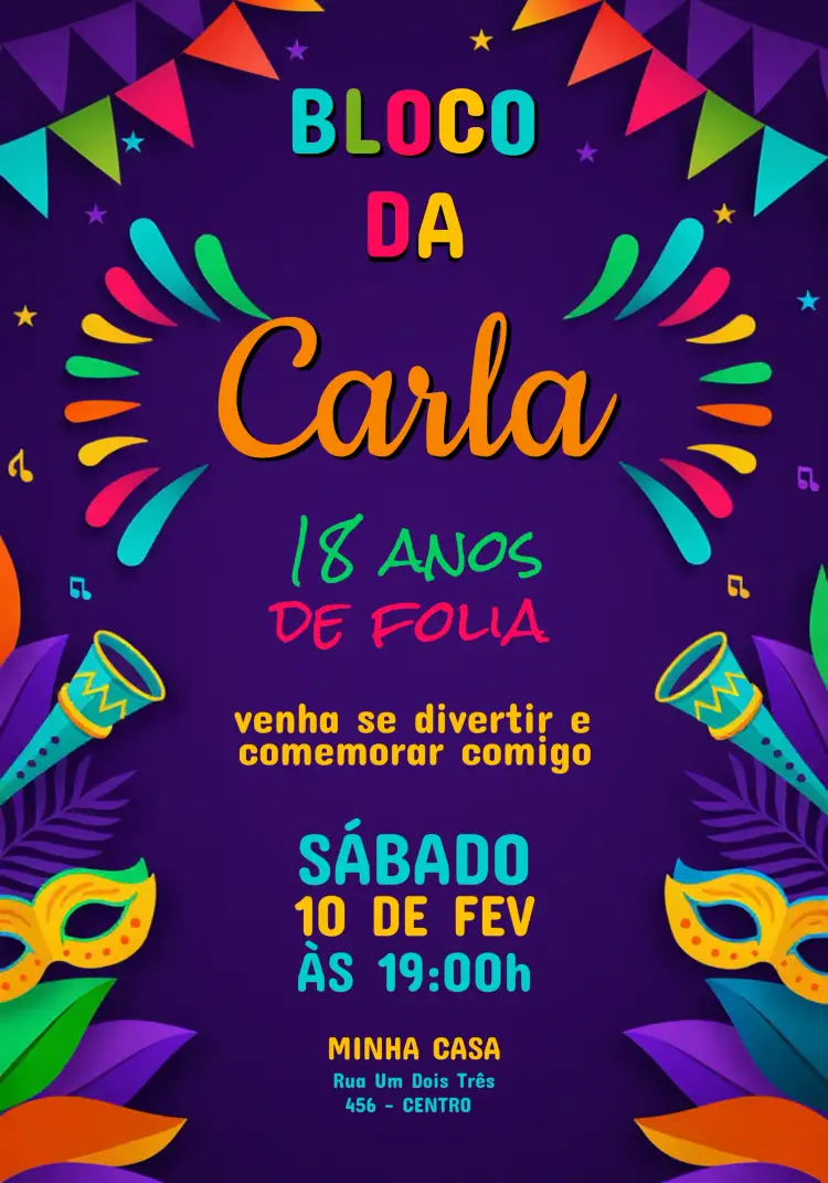 Convite Bloco De Carnaval Baile