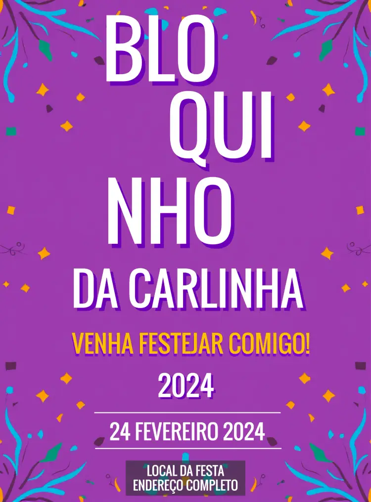 Convite Bloquinho Carnaval Amarelo