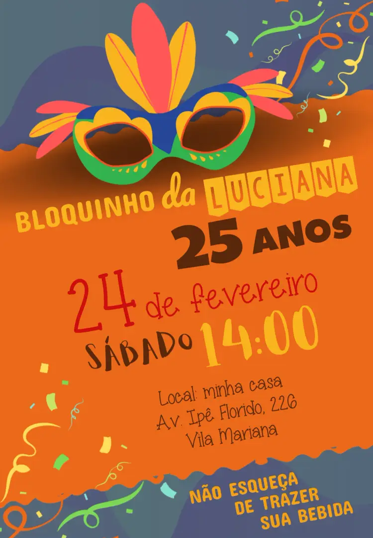Convite Bloquinho De Carnaval Eletrico