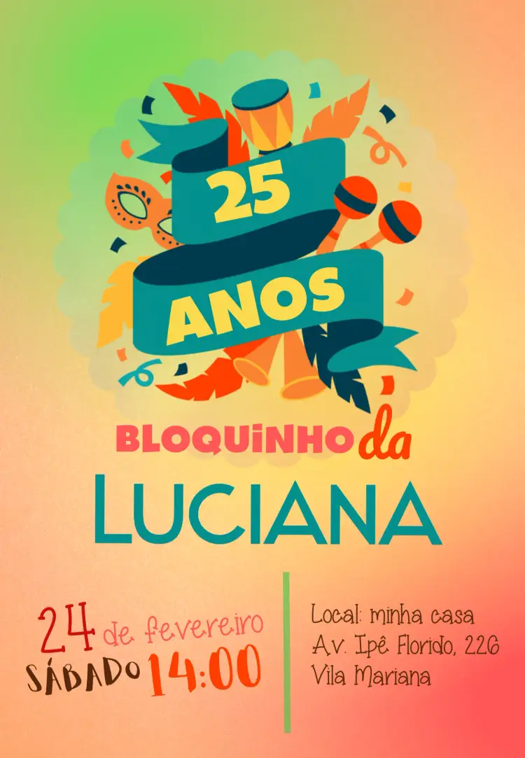 Convite Bloquinho De Carnaval Nordeste