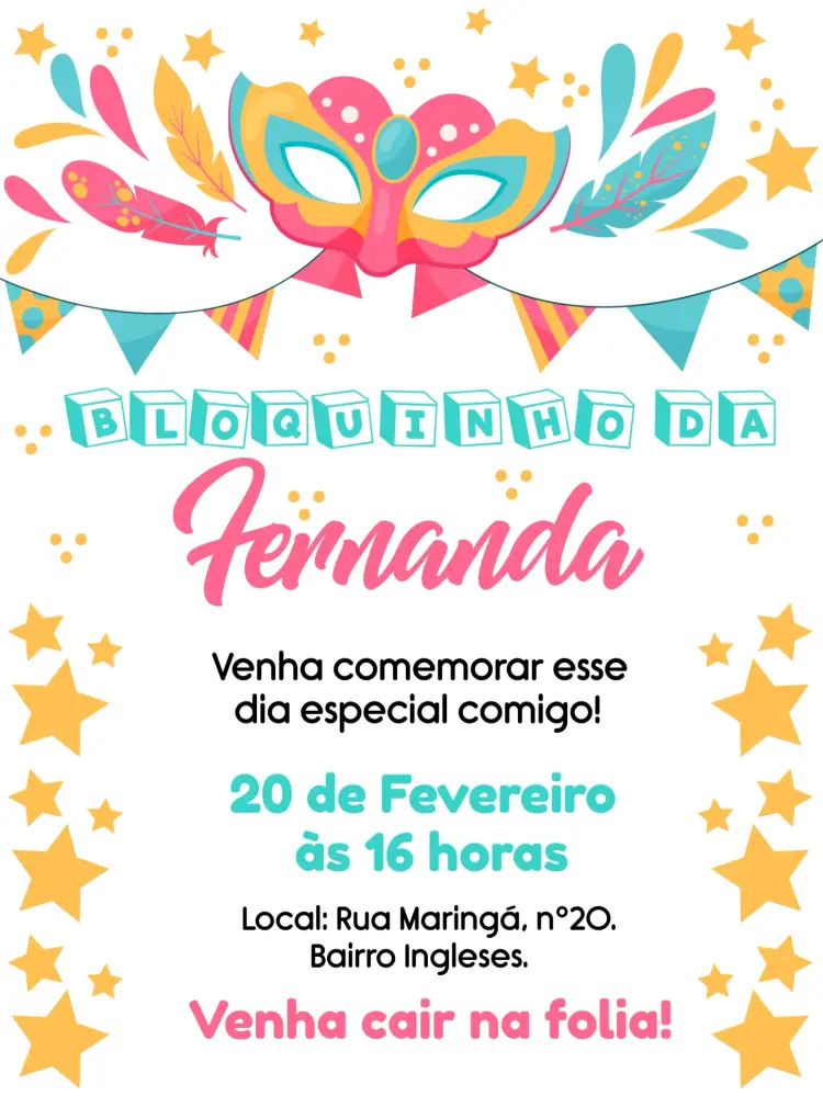 Convite Bloquinho De Carnaval Serpentina