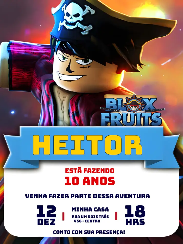 Convite Blox Fruits Pirata
