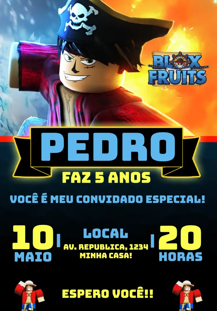 Convite Blox Fruits Roblox One Piece Bloxfruits