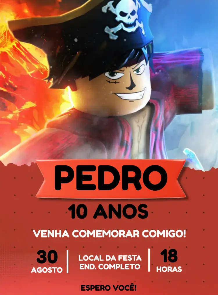 Convite Blox Fruits Vermelho