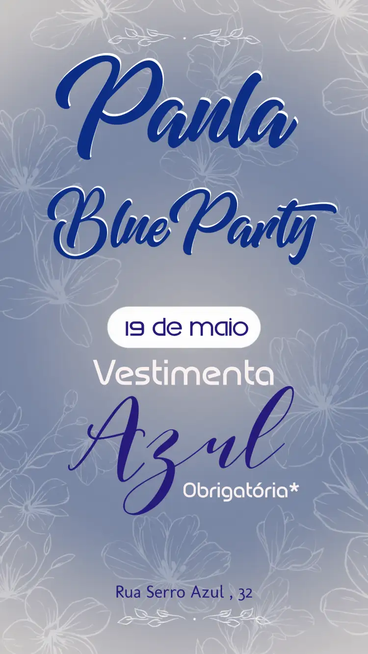 Convite Blue Party Disponíveis – tema Datas Comemorativas azul, modernos, vibrantes, divertido, alegre, celebrativo