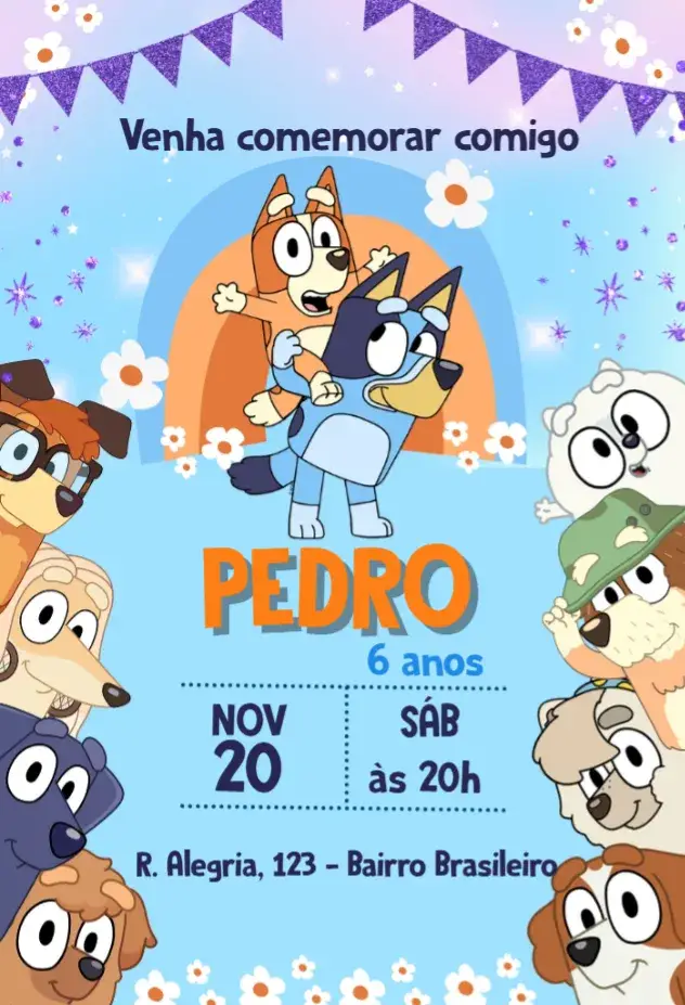 Convite Bluey e Bingo