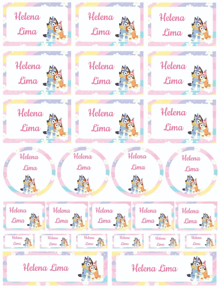 Convite Bluey e Bingo – tema Cartão colorido, divertido, infantil, animado, moderno