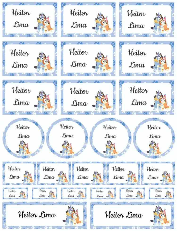 Convite Bluey e Bingo – tema Cartão colorido, divertido, infantil, moderno, temático