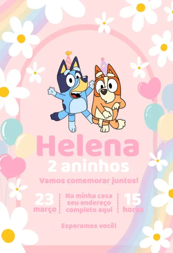 Convite Bluey Menina 1