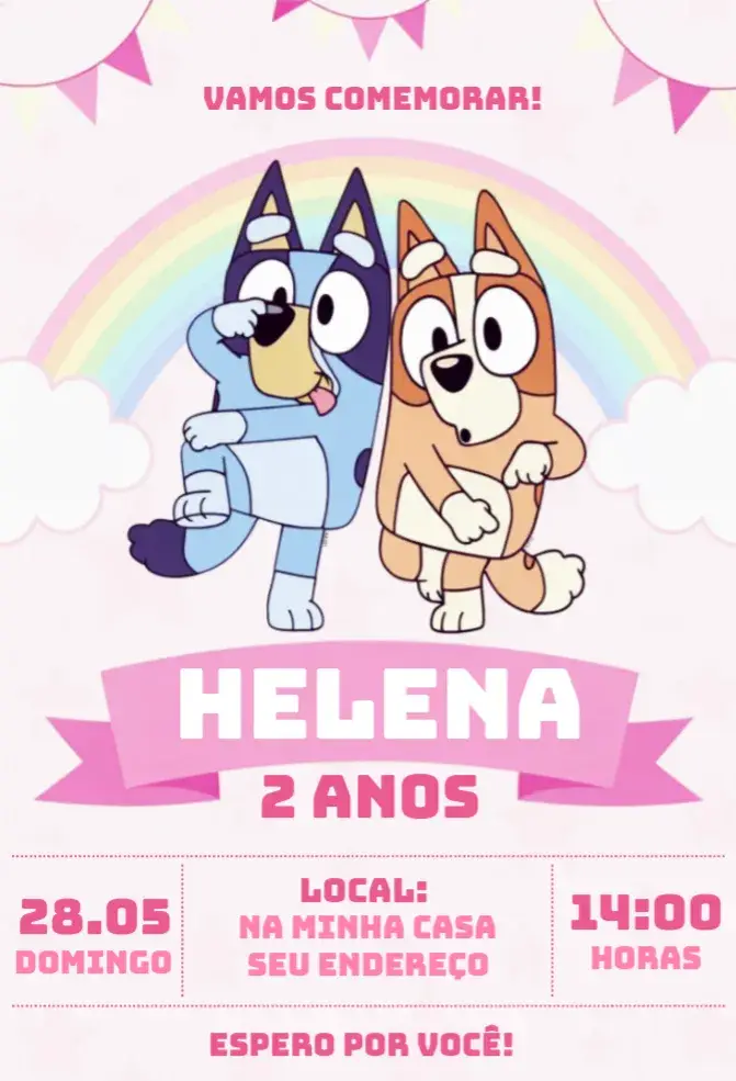 Invite Bluey Girl editable and customizable
