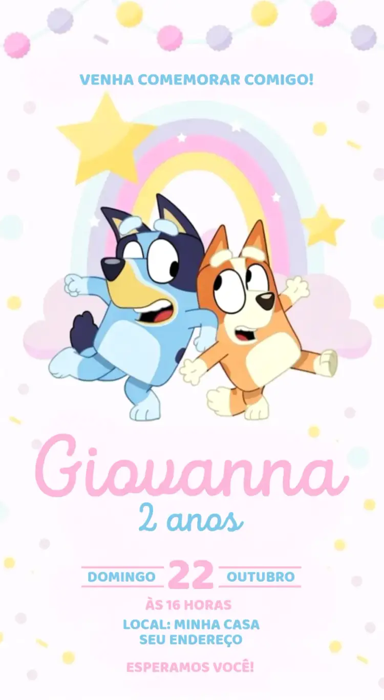 Invite Bluey girl editable and customizable