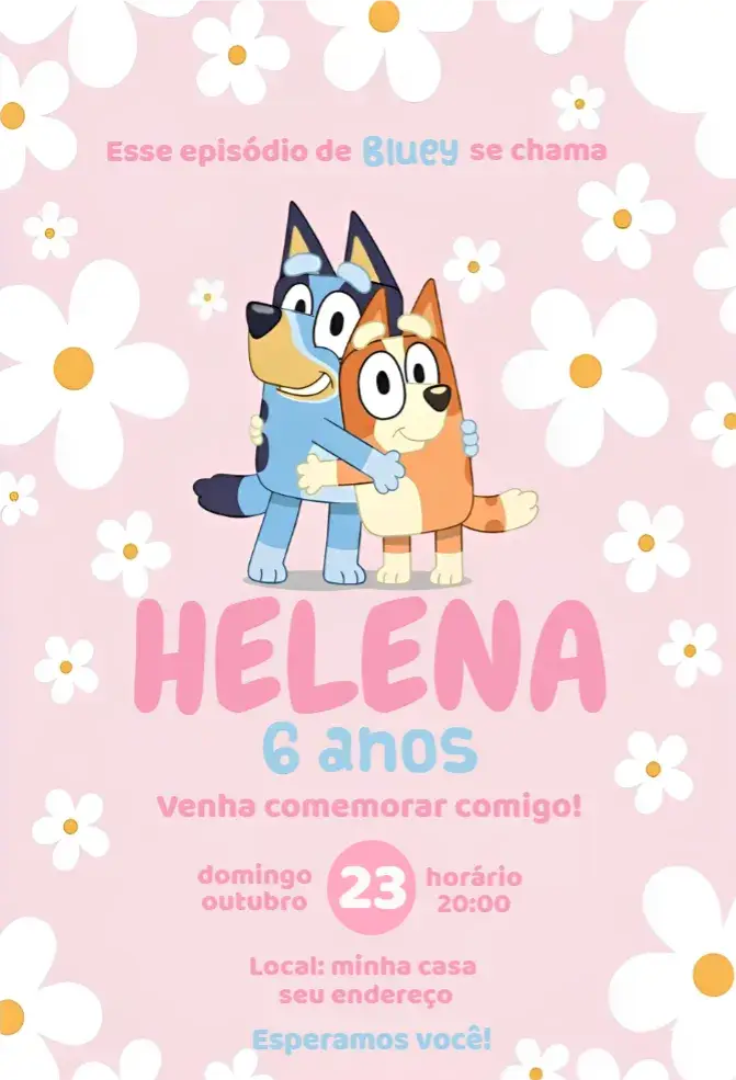 Invite Bluey girl editable and customizable