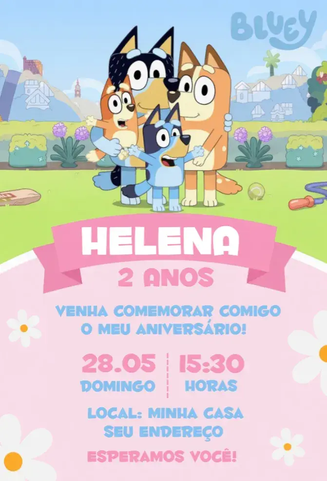 Invite Bluey Girl editable and customizable