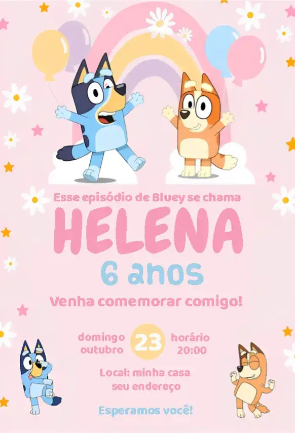 Convite Bluey menina