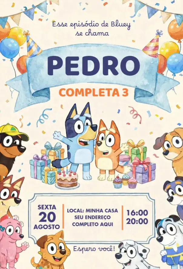 Convite Bluey menino 2