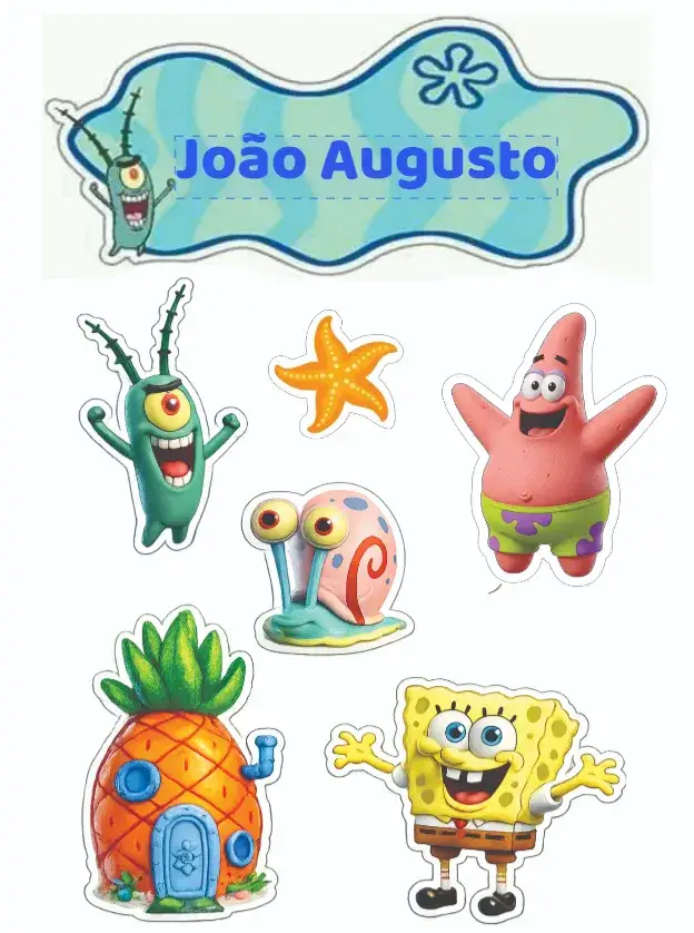 Convite Bob Esponja – tema Topo de bolo colorido, divertido, infantil, marinho, temático, ilustração