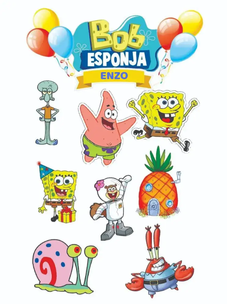 Convite Bob Esponja – tema Topo de bolo colorido, divertido, marinho, cartoon, infantil, brincalhão