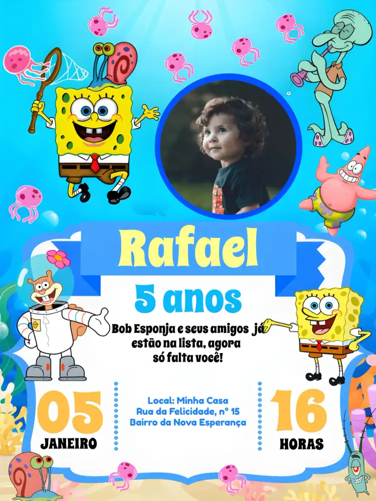 Bob Esponja Com Foto Preto