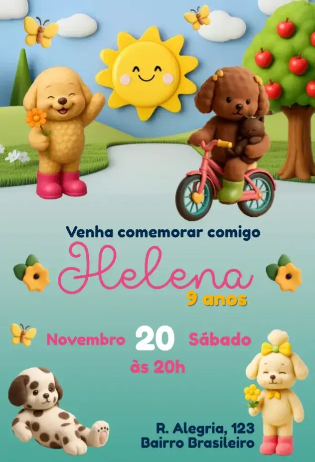 Convite Bob Goods – tema Aniversário Infantil colorido, divertido, temático, alegre, moderno