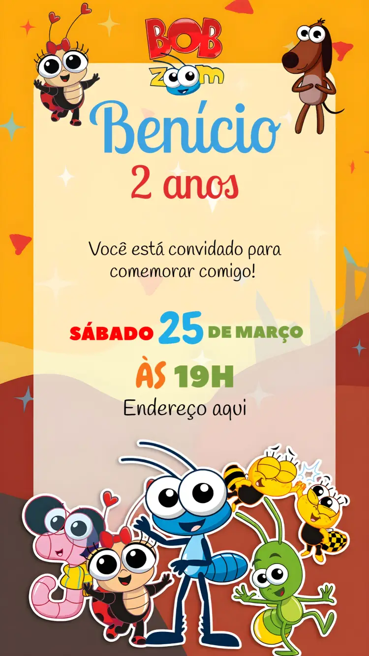Convite Bob Zoom Infantil