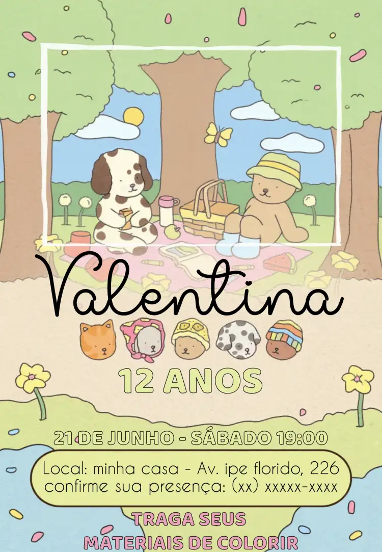 Convite Bobbie Goods Colorir – tema Aniversário Infantil colorido, divertido, lúdico, infantil, criativo