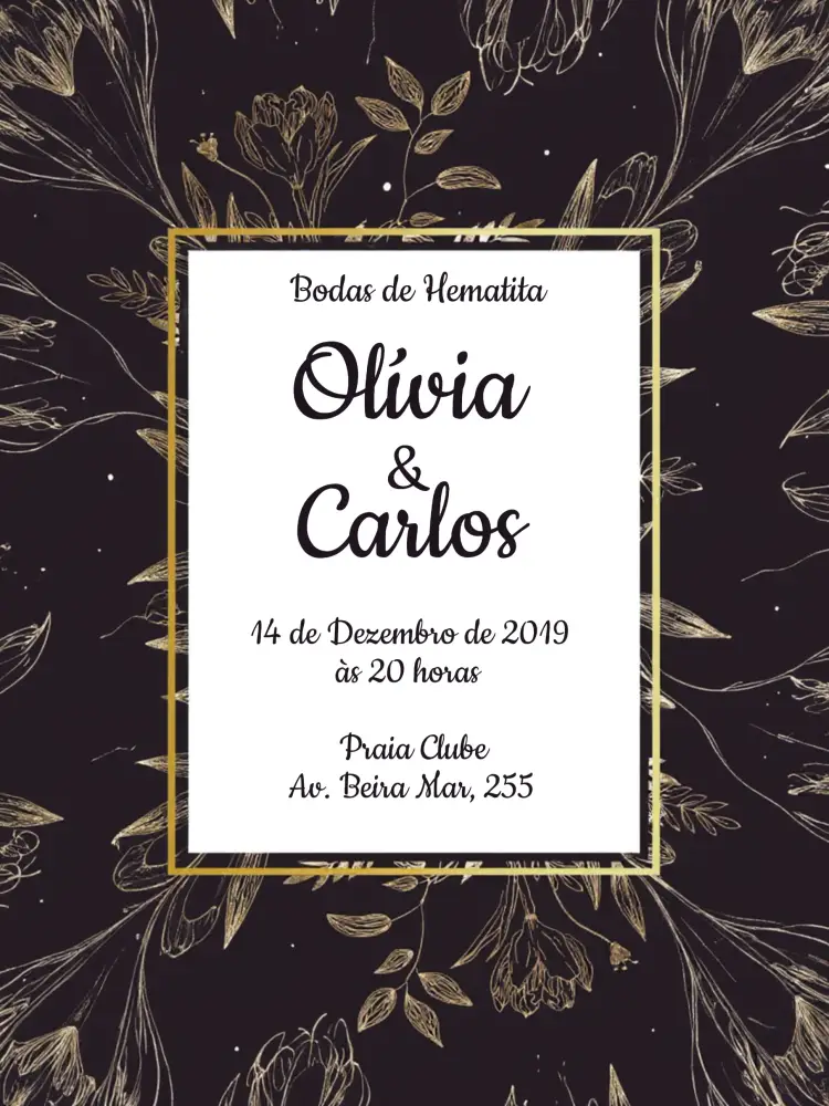 Convite Bodas De Hematita Forte