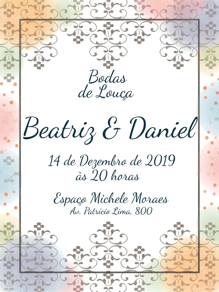 Convite Bodas De Louça Forte – tema Chá de Panela minimalista, elegante, clássico, moderno, delicado, romântico