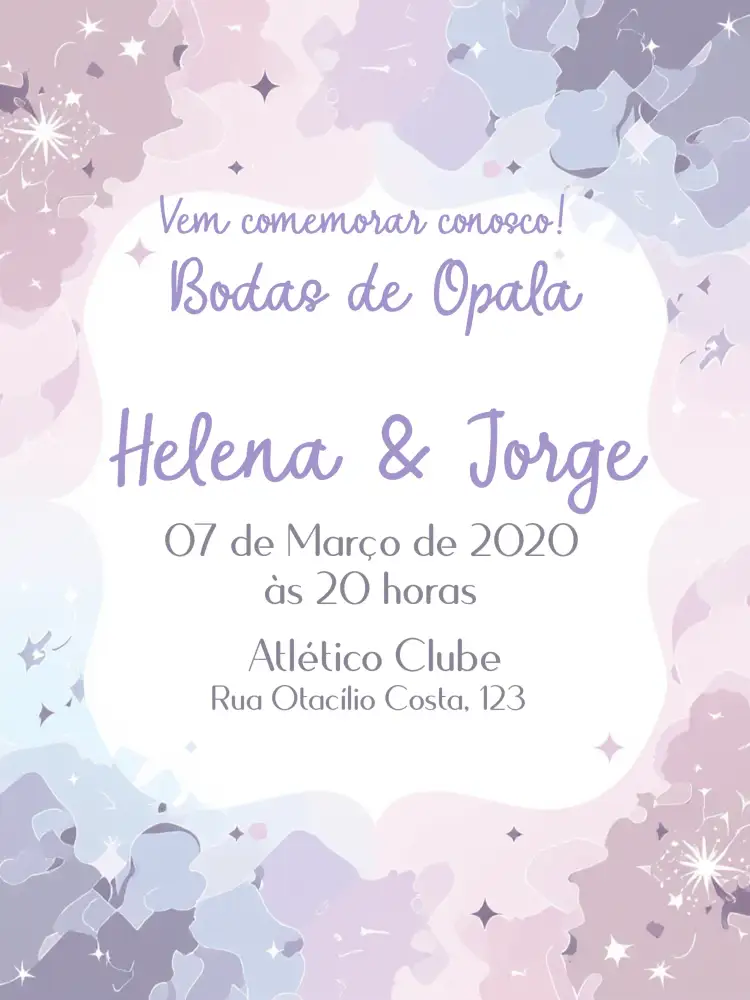 Convite Bodas De Opala 24 – tema Chá de Panela minimalista, elegante, modernos, colorido, romântico