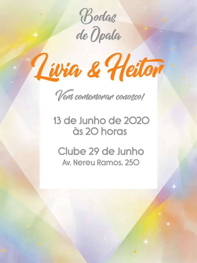 Convite Bodas De Opala Simples