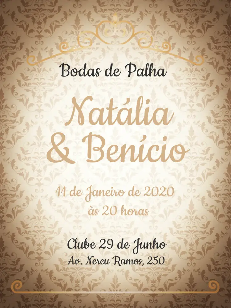 Convite Bodas De Palha Comemoração – tema Chá de Panela rústico, provençal, minimalista, simples, elegante