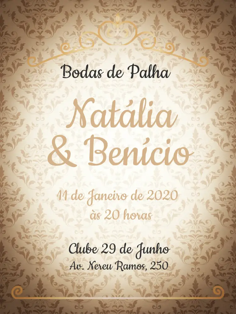 Convite Bodas De Palha Comemoração