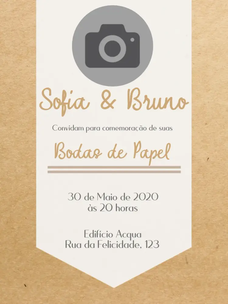 Convite Bodas De Papel Com Foto Simples