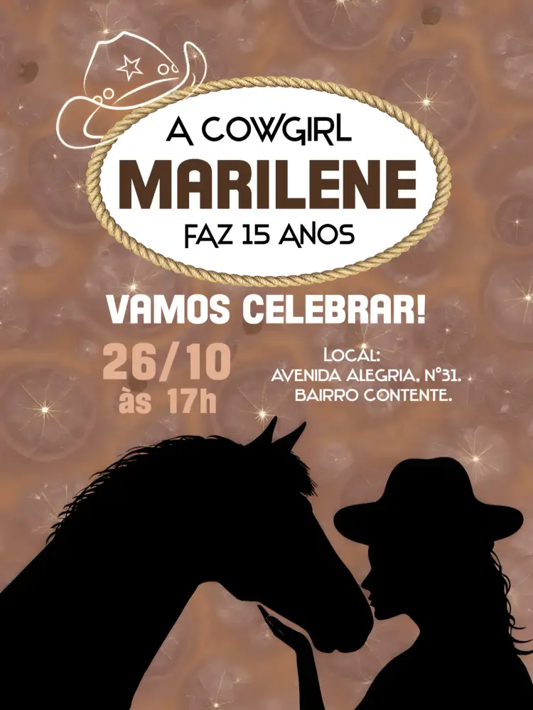 Convite Boiadeira Cowgirl Country Chapeu