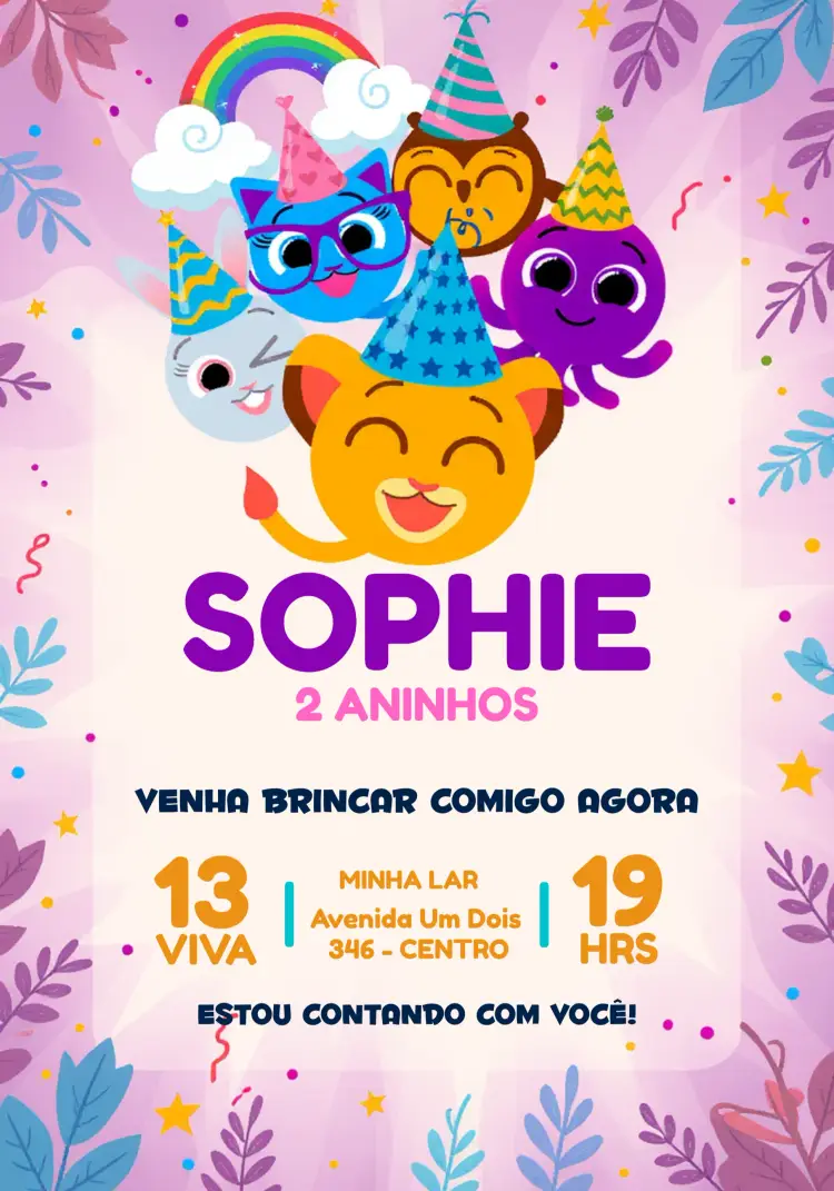 Convite Bolofofos Colorido