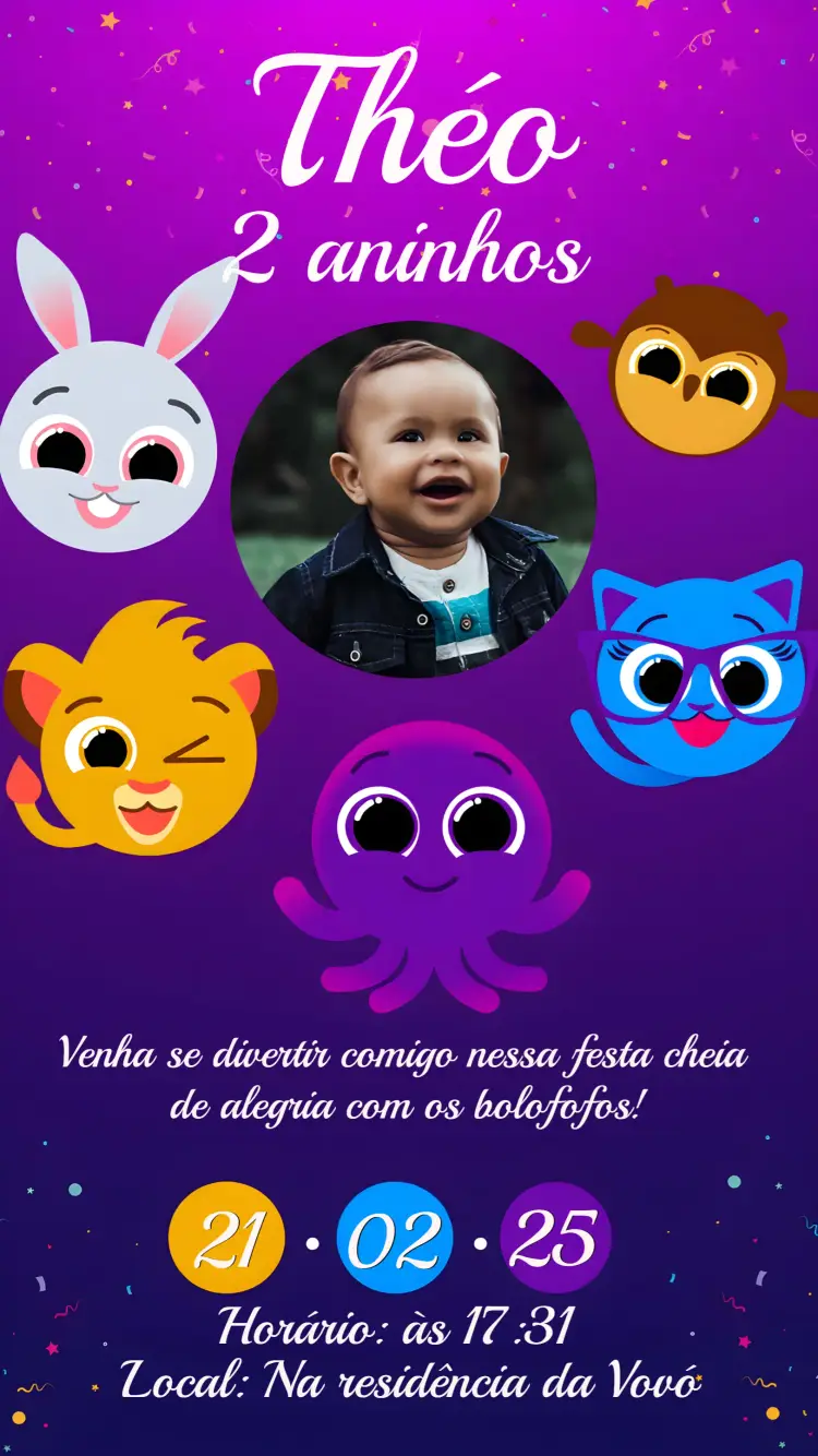 Convite Bolofofos Com Foto Queijo