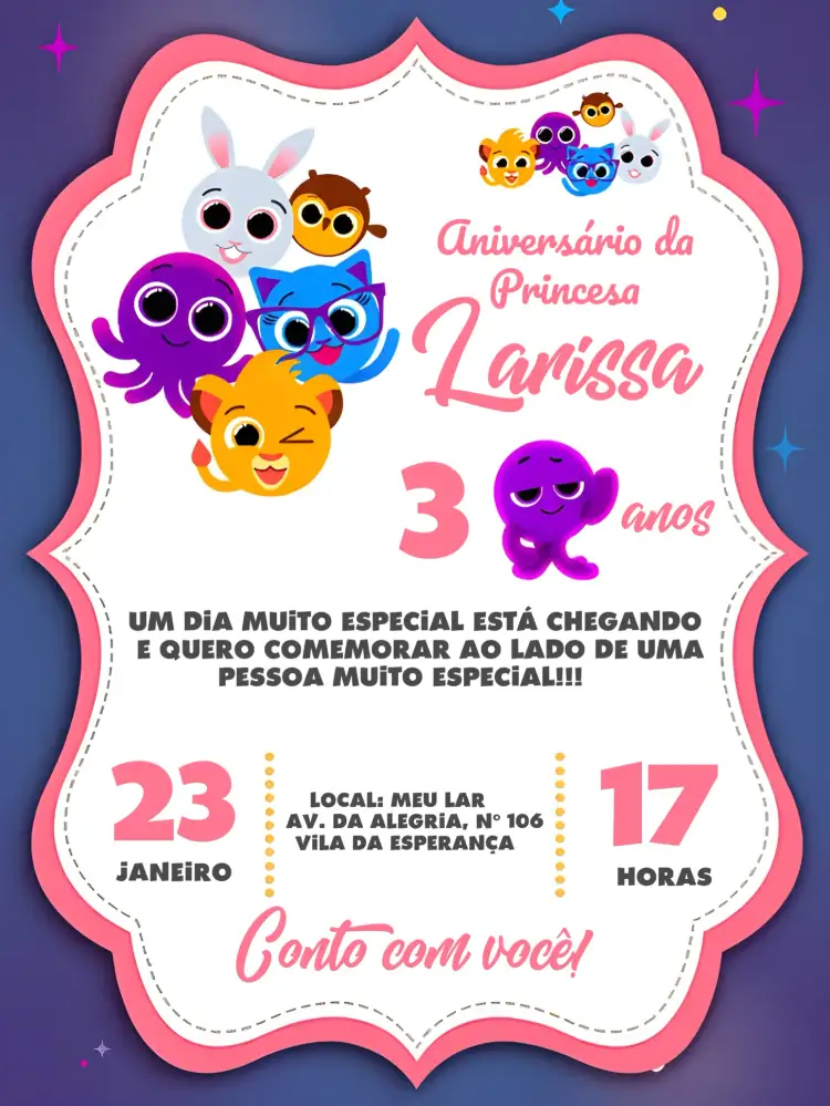 Convite Bolofofos Frame – tema Mais pesquisados moderno, divertido, listrado, delicado, colorido, festivo