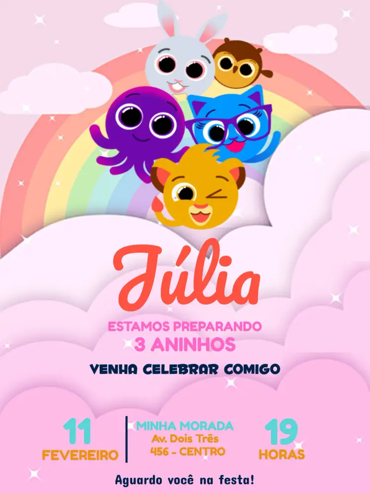 Convite Bolofofos Infantil