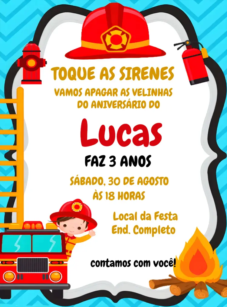 Convite Bombeiros Caminhão