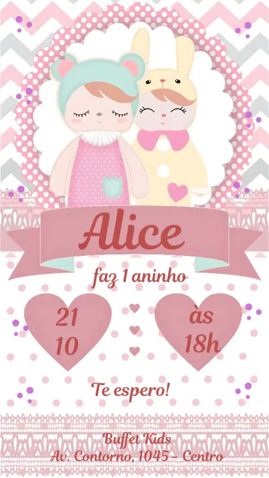 Convite Boneca Metoo Candy Color – tema Aniversário Infantil candy color, fofo, divertido, colorido, infantil