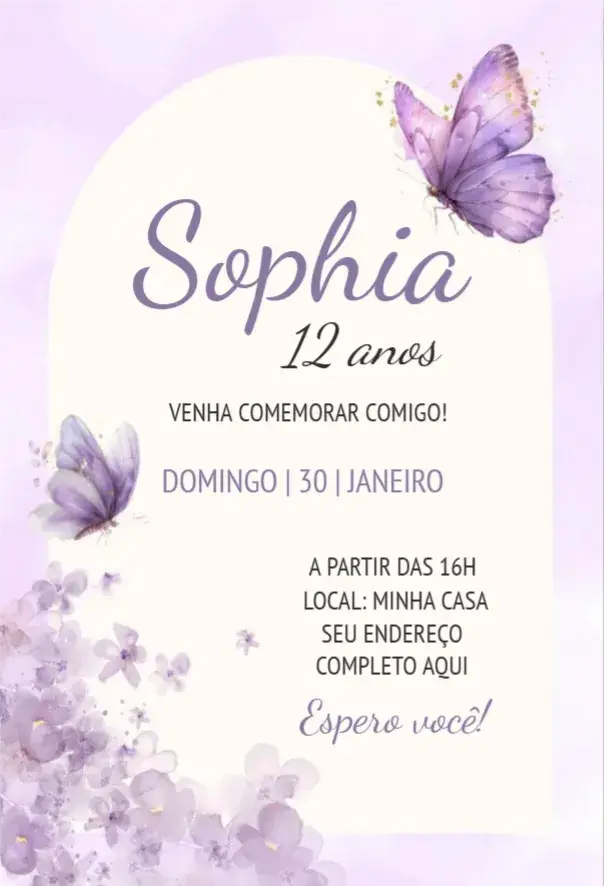 Convite Borboleta lilás