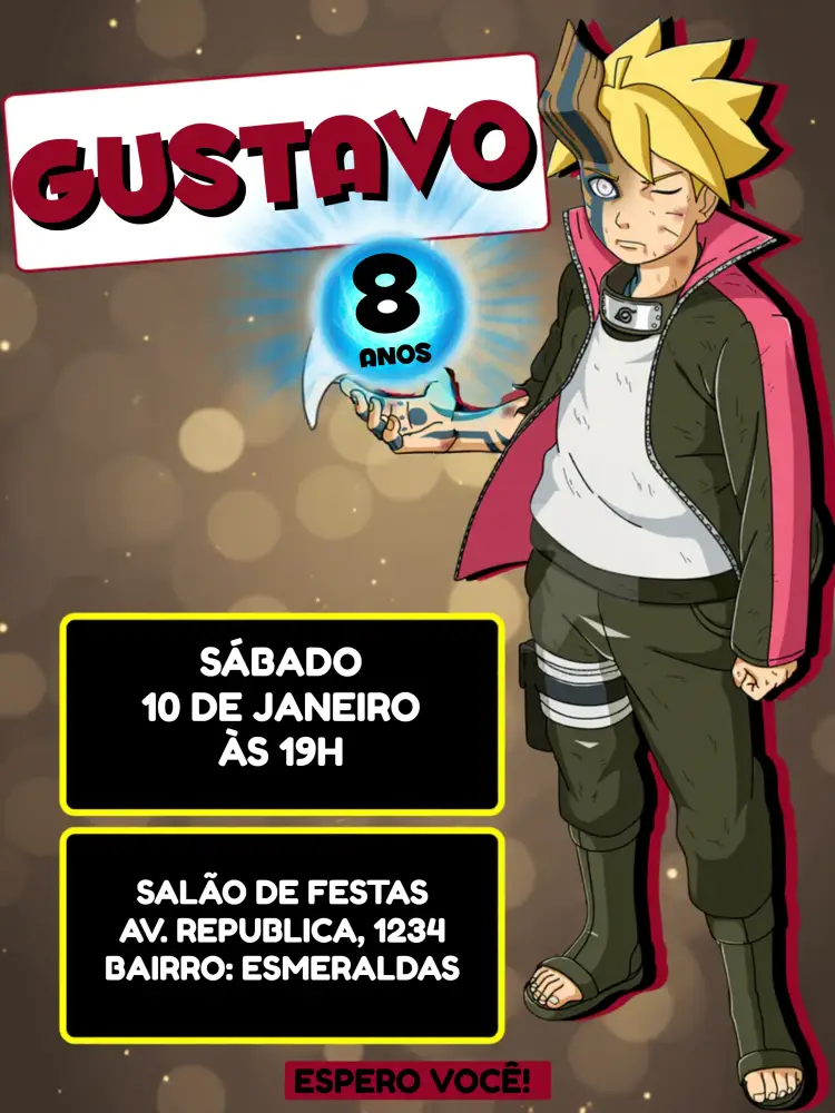 Convite Boruto Branco