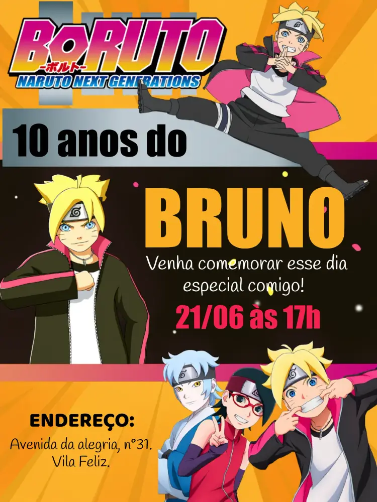 Convite Boruto Naruto