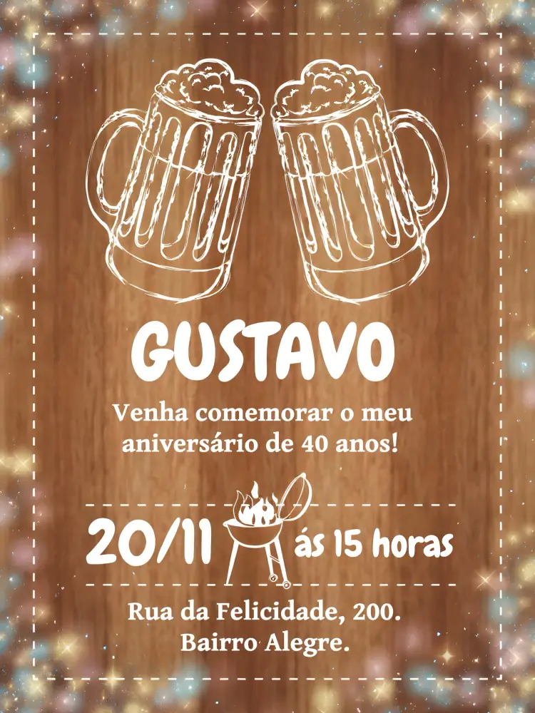 Convite Boteco Bar Rústico Adulto