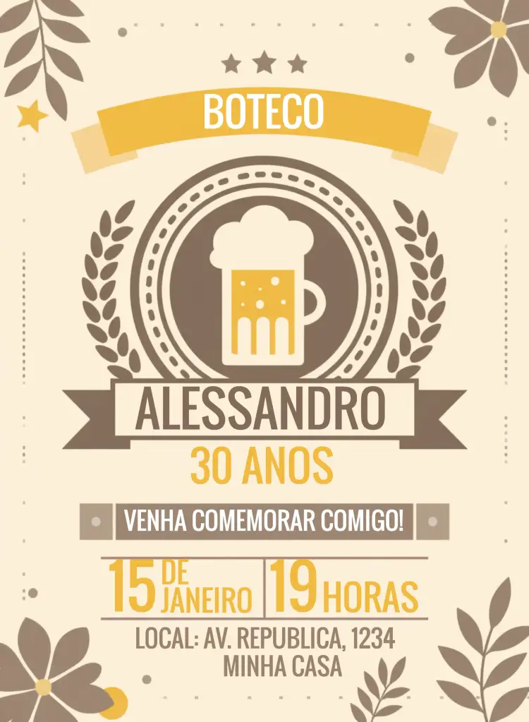 Convite Boteco Bebida