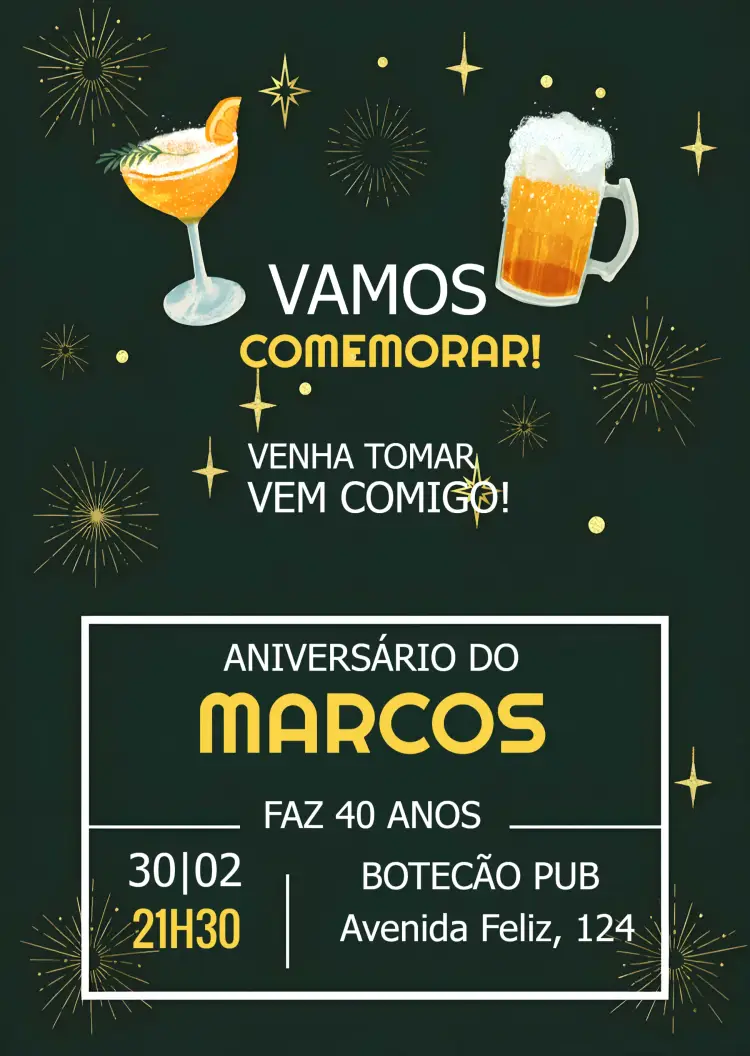 Convite Boteco Bebida