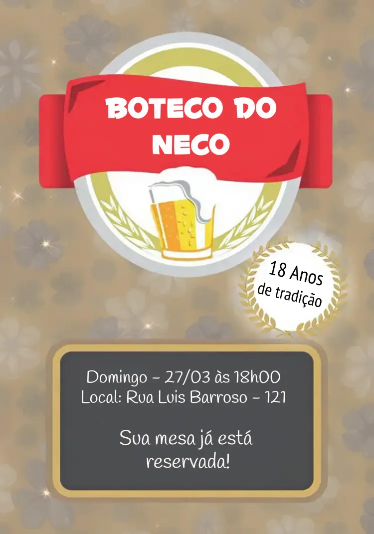 Convite Boteco Brahma Adulto