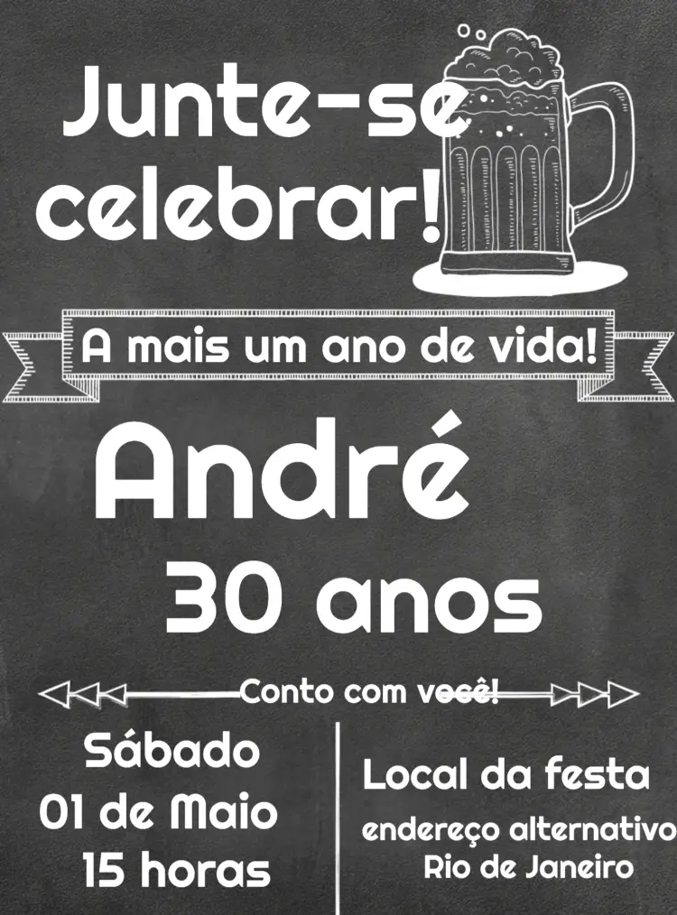 Convite Boteco Chalkboard