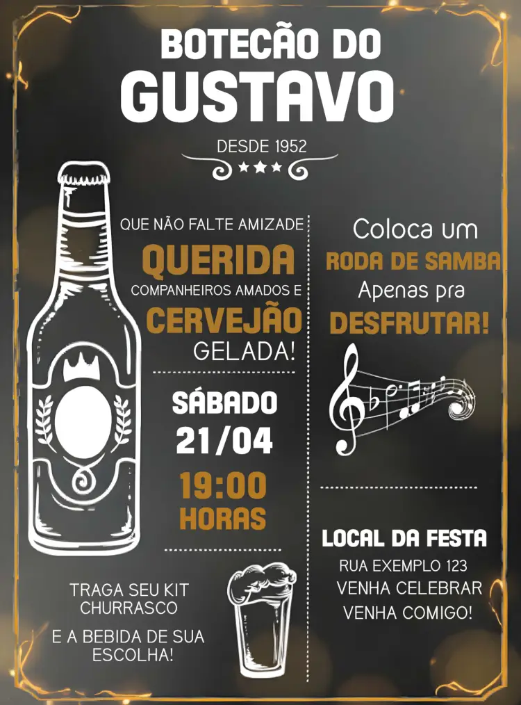 Convite Boteco Chalkboard