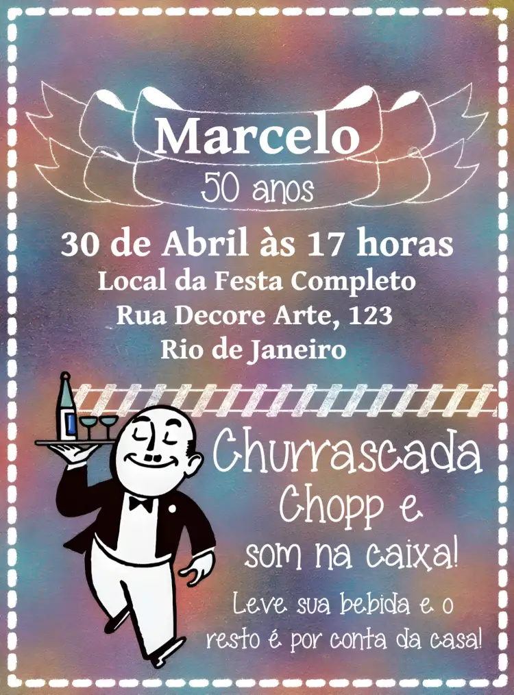 Convite Boteco Chalkboard Cerveja – tema Aniversário chalkboard, verde, rústico, descontraído, festivo, boho